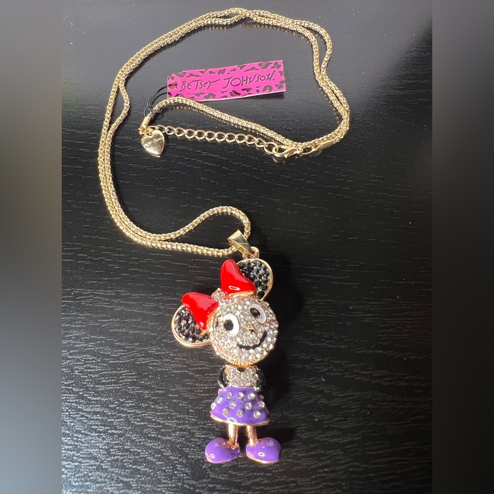 🐭 NWT! Mouse Rhinestone Necklace - Picture 2 of 10